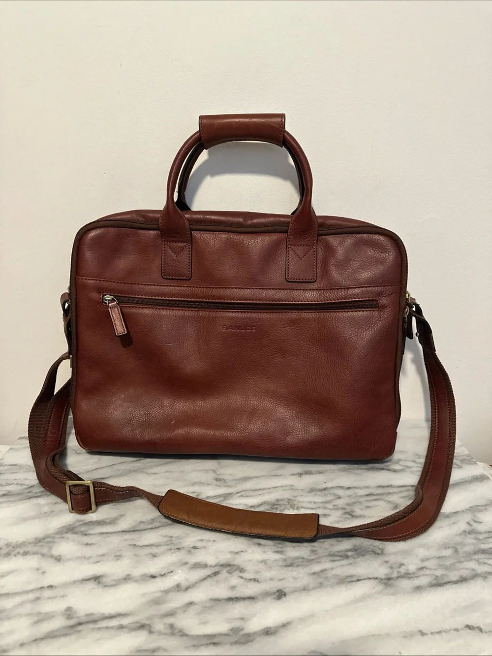 Banuce Italian Leather Briefcase Bag in Brown -